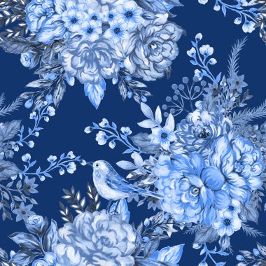 Toile de Jouy Chinoiseries Yazdırma Dizaynı Kusursuz Klasik Şam Barok Sanatı. Kumaş, duvar kağıdı, kırtasiye, ince renkler. 