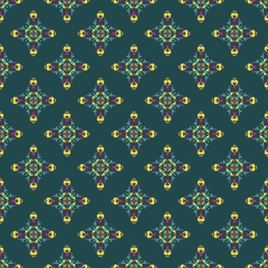 Boho süsü. Tekstil, kilim, duvar kağıdı, giysi, ambalaj, nakış, baskı, arka plan, kapak, illüstrasyon için kusursuz geleneksel kabile majolika deseni