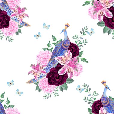 Bahar mevsimi çiçek desenli geleneksel ay çiçeği hediye kartı zarif şakayık çiçekleri, çiçek sakuraları pembe çiçekler, yaprak tavus kuşu, turna kuşu Çin yeni yıl bayrağı, şans sembolü