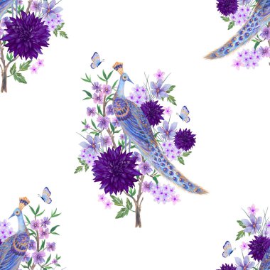 Bahar mevsimi çiçek desenli geleneksel ay çiçeği hediye kartı zarif şakayık çiçekleri, çiçek sakuraları pembe çiçekler, yaprak tavus kuşu, turna kuşu Çin yeni yıl bayrağı, şans sembolü