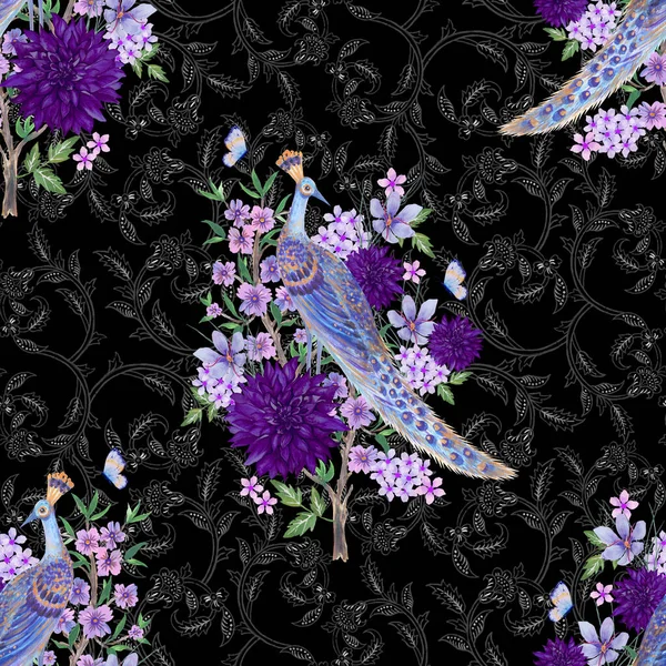 Bahar mevsimi çiçek desenli geleneksel ay çiçeği hediye kartı zarif şakayık çiçekleri, çiçek sakuraları pembe çiçekler, yaprak tavus kuşu, turna kuşu Çin yeni yıl bayrağı, şans sembolü