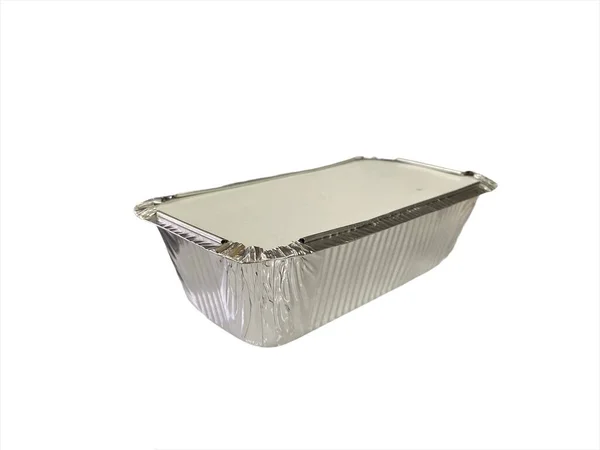 알루미늄 Foil Container Set Silver Isolated White Background — 스톡 사진