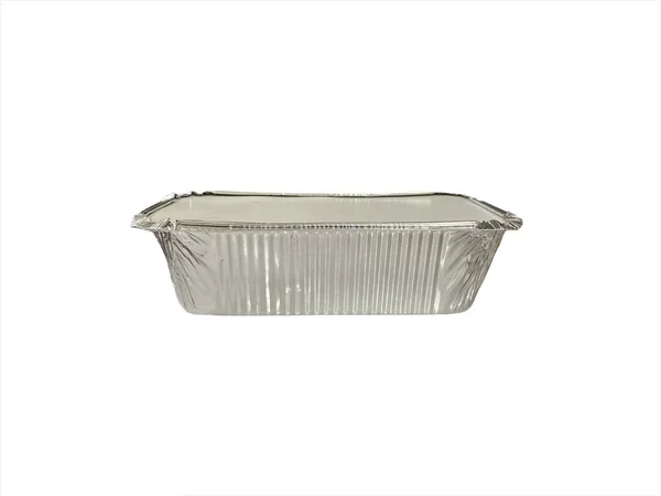 알루미늄 Foil Container Set Silver Isolated White Background — 스톡 사진