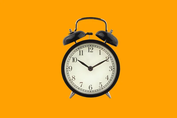 Alarm Clock Orange Background Business Copyspace Concept — Stock Photo, Image