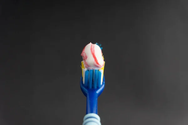 Escova Dentes Close Fundo Branco Conceito Saudável — Fotografia de Stock