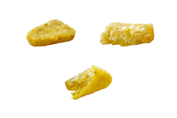 Hash Browns Vagy Burgonya Patties Izolált Fehér Alapon — Stock Fotó