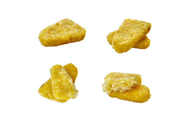 Hash Browns Vagy Burgonya Patties Izolált Fehér Alapon — Stock Fotó