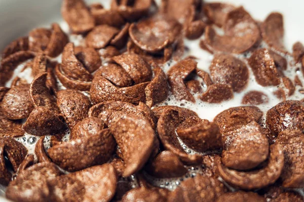 Closeup Chocolate Cereal Selective Focus Shallow Depth Field Healthy Food — Stock Photo, Image
