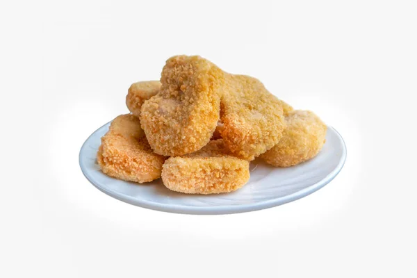 Nuggets Frango Isolado Branco — Fotografia de Stock