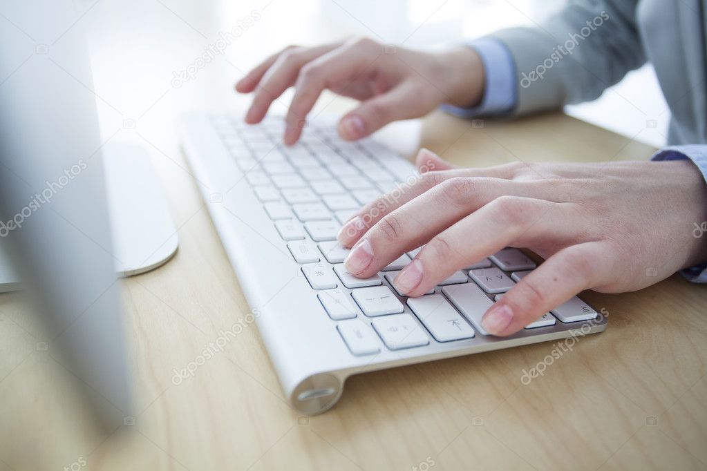 Woman hands on keyboard