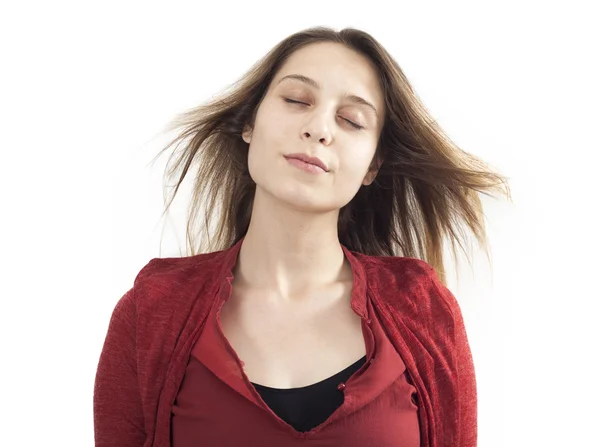 Portrait of young girl with closed eyes — Stock Photo, Image