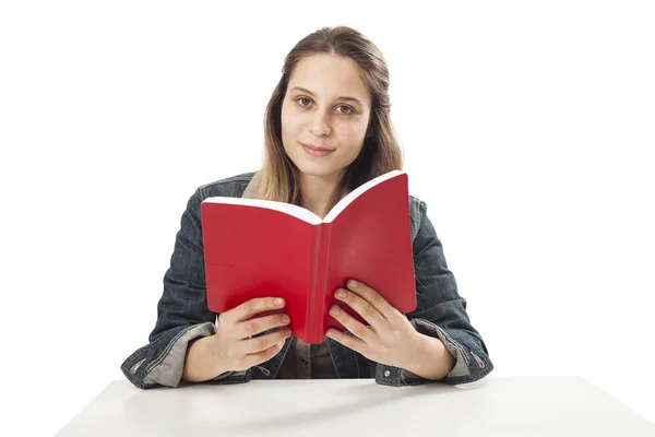 Étudiant jeune fille avec livre — Photo