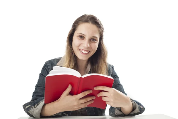 Student jong meisje met boek — Stockfoto