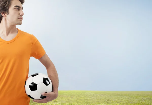 The soccer holding a ball — Stock Photo, Image