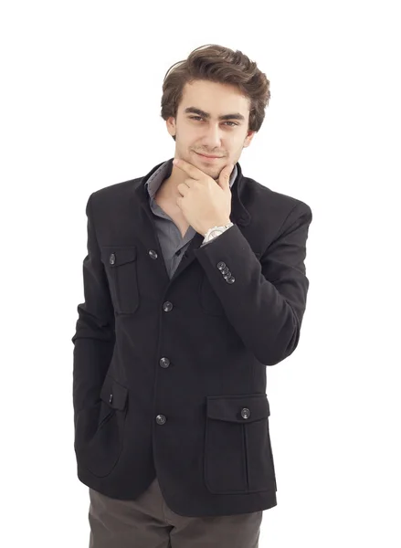 Handsome man dressed in black jacket — Stock Photo, Image