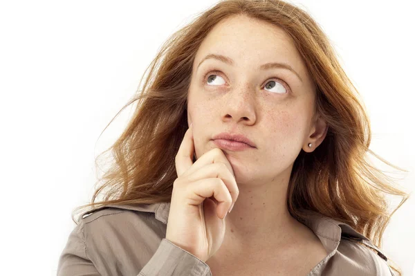 Portrait of thinking woman — Stock Photo, Image