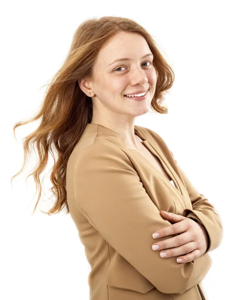 Portrait of young business woman with arms crossed — Stock Photo, Image