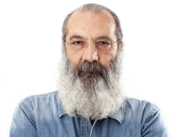 Senior with full white beard — Stock Photo, Image