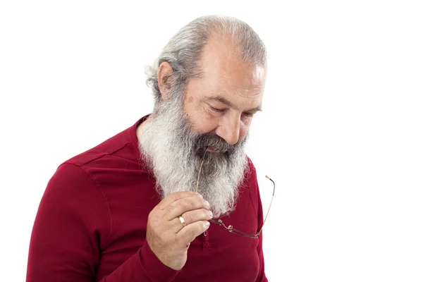 Senior with full white beard — Stock Photo, Image