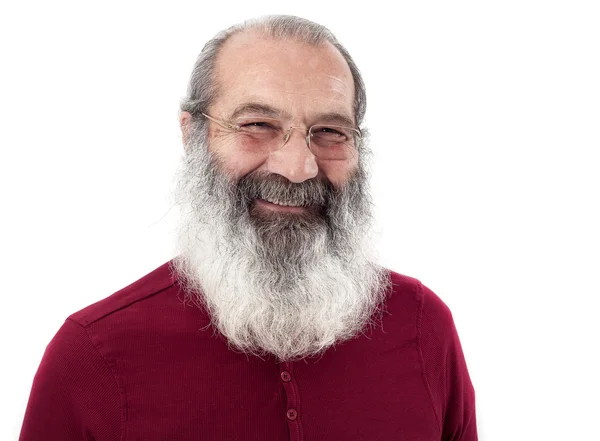 Senior with full white beard — Stock Photo, Image