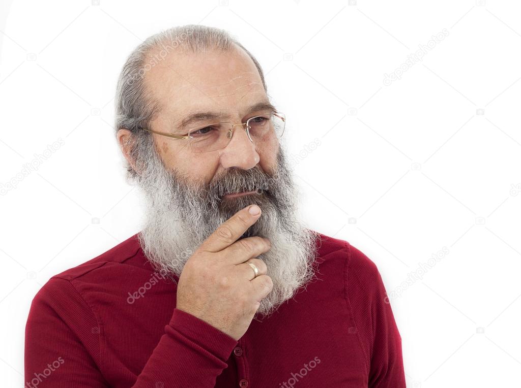 Senior with full white beard