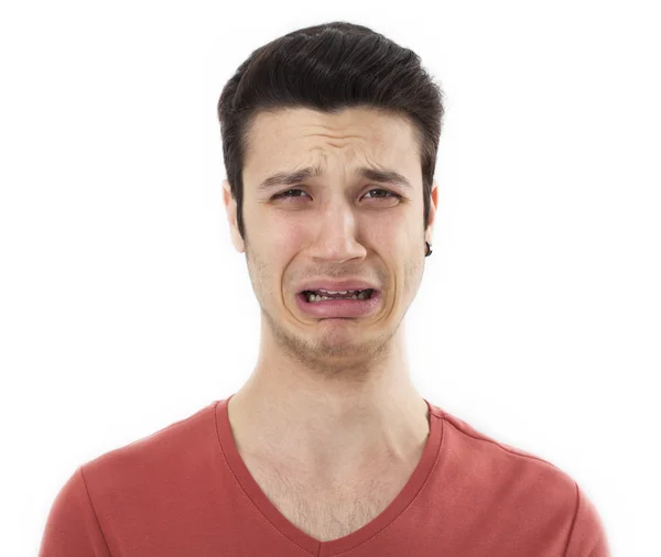 Triest jongeman huilen — Stockfoto