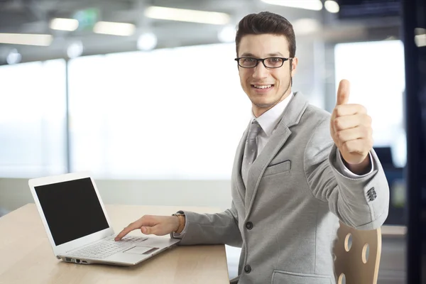 Business man hand with thumb up — Stock Photo, Image