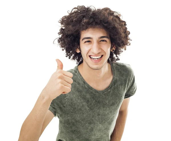 Young man showing OK sign with his thumb up — Stock Photo, Image