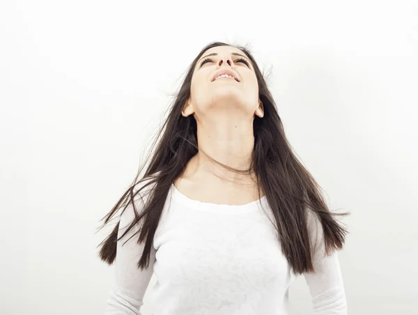 Young woman looking up — Stock Photo, Image