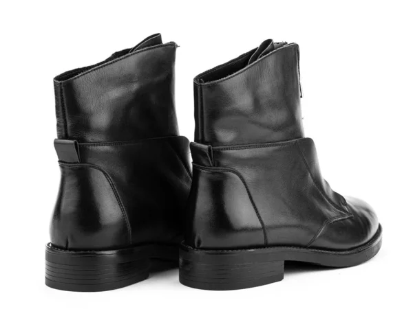 Outono Feminino Botas Couro Preto Jodhpur Com Fecho Correr Saltos — Fotografia de Stock