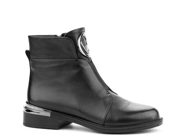 Bottes Jodhpur Automne Cuir Noir Pour Femmes Avec Semelle Noire — Photo