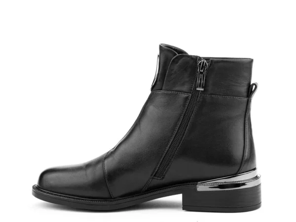 Outono Feminino Botas Couro Preto Jodhpur Com Sola Preta Isolada — Fotografia de Stock