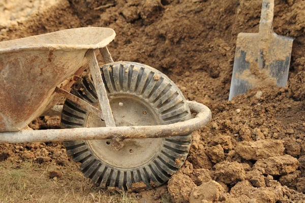 Wheelbarrow wheel closeup — Stock Photo, Image