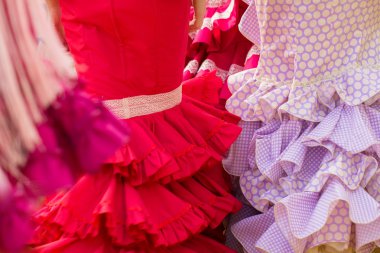 Kırmızı kadın Flamenko kıyafetleri doku