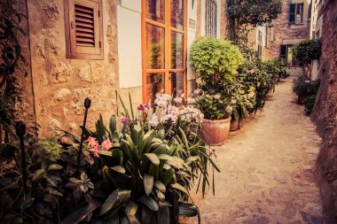 charming streets of old mediterranean towns clipart