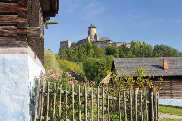 Village with castle — Stock Photo, Image