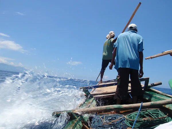 Fishermen harpoon big game fish — Stock Photo, Image