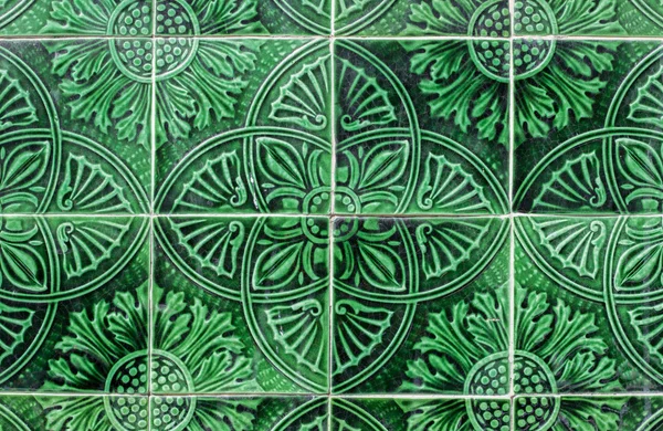 Green arabic ceramic tiles closeup — Stock Photo, Image