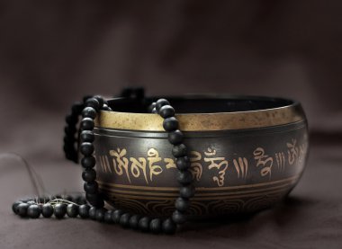 Tibet şarkı kase closeup