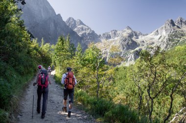 yüksek dağlarda trekking sırt çantası ile turizm