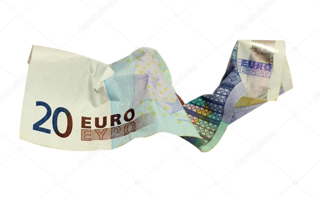 crumpled bank note isolated
