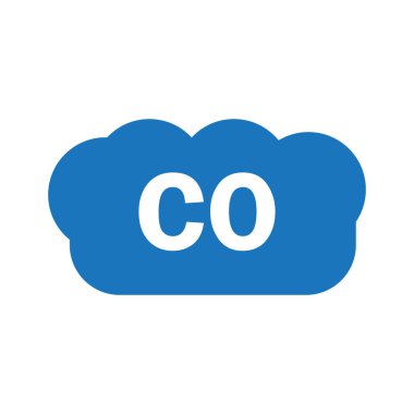 Beyaz arkaplanda mavi CO bulut simgesi