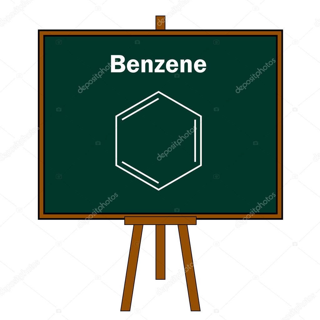 structure of benzene on chalkboard