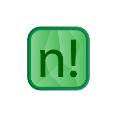 Beyaz arkaplanda n faktöriyel simgesi