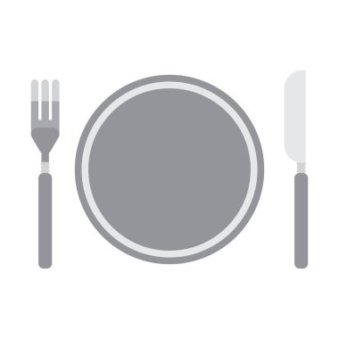 Beyaz zemin üzerinde çatal ve bıçak simgeleri olan siyah plaka