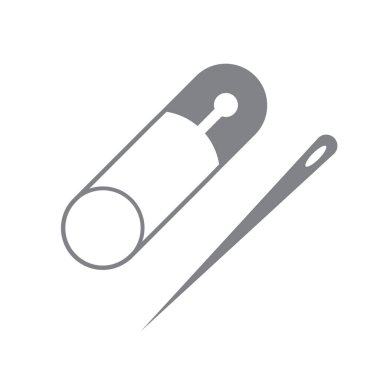 Güvenlik iğnesi, beyaz arkaplanda iğne dikme