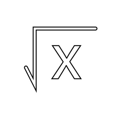 Beyaz arkaplanda kare kök simgesi.