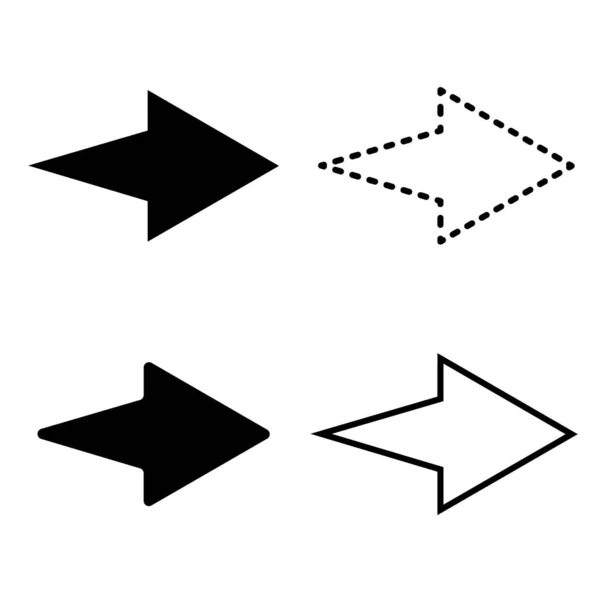 Ustawiona Ikona Strzałki Czarne Strzałki Wektorowe Białym Tle — Wektor stockowy