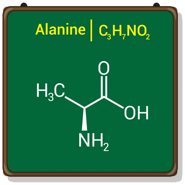 アラニンの化学構造 C3H7No2 — ストックベクタ