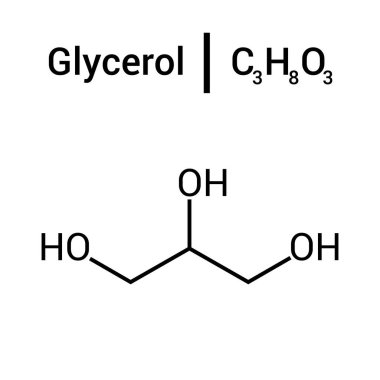 Gliserin veya gliserinin kimyasal yapısı (C3H8O3)